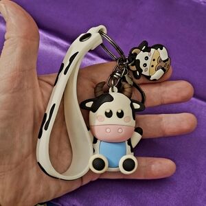 ZHSH Cute 3D Little Cow Keychain Wristlet  & Backpack Charm Accessory for Girls